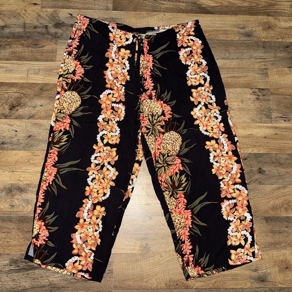 VTG Hilo Hattie Hawaiian Pants Women's Pineapple Floral MADE IN USA HAWAII